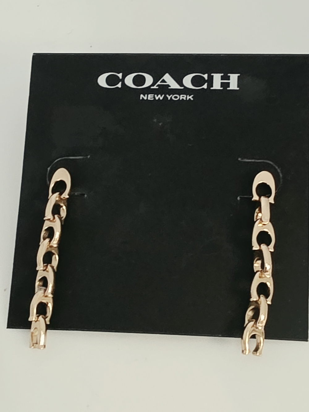 COACH Rose Gold Chain Link Drop Earrings